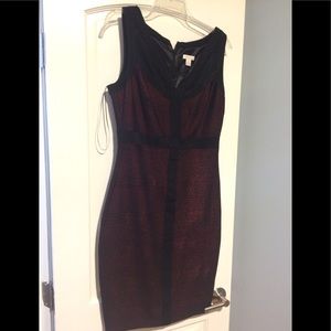 Black & Metallic Red Bodycon Dress
